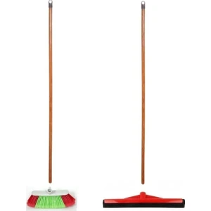  Saplı Yer Fırçası Süpürgesi - Saplı Çekçek Çekpas Set 2li