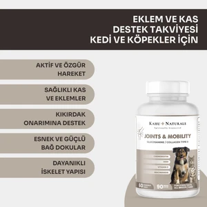 Kahu Naturals Joints&mobility, Glukozamin, Kondritin, Msm, Kolajen, Kedi ve Köpek, 60 Tablet