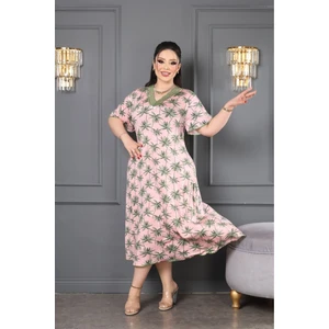 Bambu Dantel Detaylı Kloş Büyük Beden Elbise 6xl