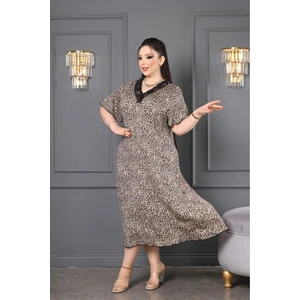 Bambu Dantel Detaylı Kloş Büyük Beden Elbise 6xl