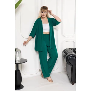 Kimono Hırkalı 2li Alt Üst Takım Bürümcük Kumaş Yazlık M-6xl Oversize