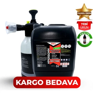 Hipersonik - Dünyanın En Hızlı Temizleyicisi 5 kg ve 2 Litre Köpük Yapıcı Kimyasal Dayanımlı Basınçlı Pompa, Bebe Şampuanı