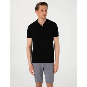 Pierre Cardin Erkek Siyah Slim Fit  %100 Pamuk Polo Yaka Triko Tişört 50307334-VR046