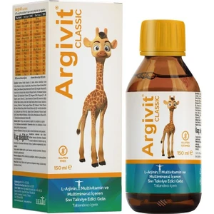 Argivit classic L-Arginin, Multivitamin, Multimineral Şurup 150 ml - Doğal Portakal ve Vanilya Aromalı