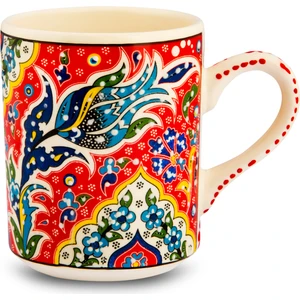 Nicaea Home El Yapımı Seramik Kupa Organik Boya Lale Figürü