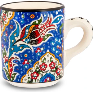 Nicaea Home El Yapımı Seramik Kupa Organik Boya Lale Figürü