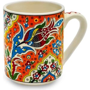 Nicaea Home El Yapımı Seramik Kupa Organik Boya Lale Figürü