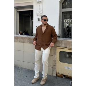 Napas Erkek Oversize Keten Görünümlü Gömlek