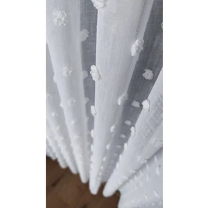 Ponponlu Keten Tül Perde Bohem Tül Seyrek Pile