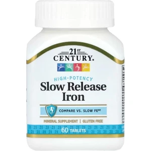 21st Century Slow Release Iron -Yavaş Salınımlı Demir, Yüksek Etkili, 60 Tablet