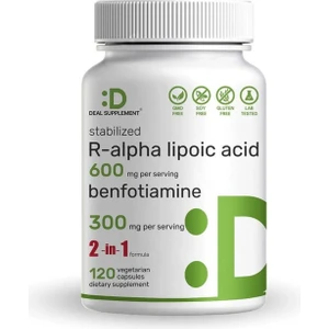 R Alpha Lipoic Acid 600MG With Benfotiamine 300MG Per Serving, 120 Veggie Capsules