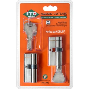 Ito 68 mm Tuzaklı Ikiz Silindir Barel Seti - Karşılıklı Açılır - Çelik Kapı Kilidi