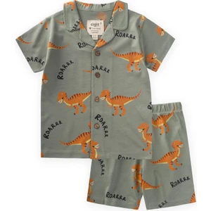 Dinazor Baskılı Pijama Takım 1-7 Yaş Yeşil
