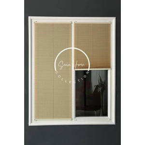 Serin Home Collection Koyu Krem Katlanabilir Plise Perde, Cam Balkon Perdeleri, Ofis Perdeleri, Pvc Pencere Perdeleri