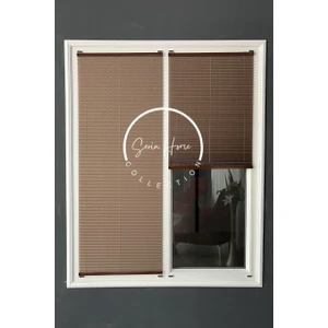 Serin Home Collection Kahverengi Katlanabilir Plise Perde, Cam Balkon Perdeleri, Ofis Perdeleri, Pvc Pencere Perdeleri
