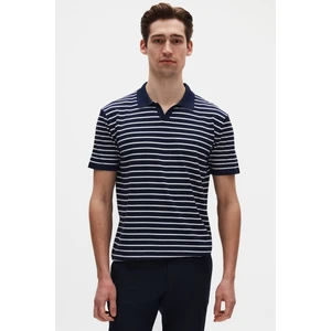 Ds Damat Slim Fit Lacivert Rayon Polo Yaka Fermuarlı Triko T-Shirt 4HF06ORT10005