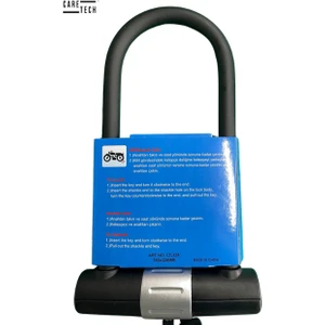 CARETECH CT-328 Disk Kilidi Motosiklet/Bisiklet 18mm Çelik Suya Dayanıklı 4 Anahtar U Bar Kilit 18x32cm