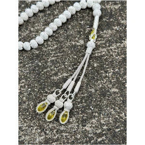 Zirkon Taşlı Gümüş Kazaziye Üç Püsküllü Tesbih