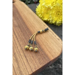 Geleneksel Model Üçlü Siyah Altın Renk Kombinli Gümüş Tesbih Püskülü