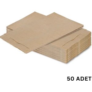 Körüklü Kraft Kese Kağıdı, Çizgili Şamua Kağıt Poşet, Hediye Ambalaj Poşeti, 50 Adet, 15X32 cm