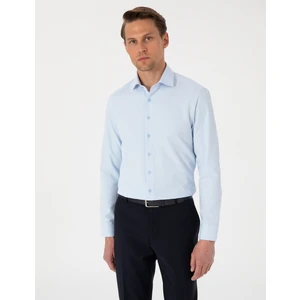 Pierre Cardin Erkek Açık Mavi Slim Fit Uzun Kollu Armürlü Gömlek 50307108-VR003