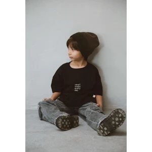 Siyah Bisiklet Yaka Oversize T-Shirt Bebek - Çocuk