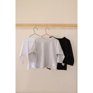 3'lü Basic Etiketli Uzun Kollu T-Shirt Set