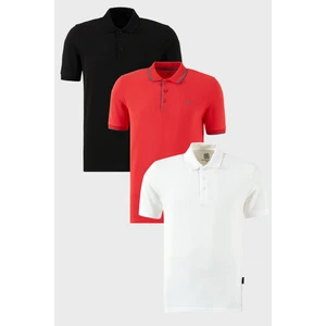 Pamuklu Regular Fit Düğmeli Polo Yaka 3'lü Paket T Shirt Erkek T Shirt 590211827S3