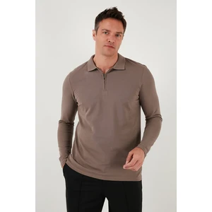 Pamuklu Slim Fit Yarım Fermuarlı Polo Yaka Sweat Erkek Sweat 5903010