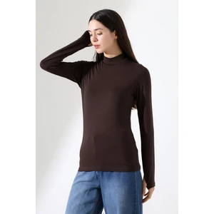 Kadın Parmak Detaylı Body 21756 Kahve