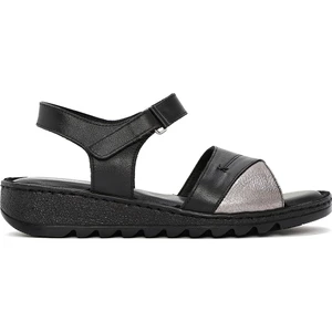 Kadın Siyah Bilekten Bağlamalı Comfort Deri Sandalet 25SFD410418