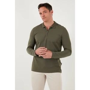 Pamuklu Slim Fit Yarım Fermuarlı Polo Yaka Sweat Erkek Sweat 5903010