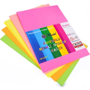 Masis Fosforlu A4 Fotokopi Kağıdı 100 Lü Karşık 5 Renk