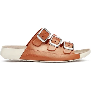 Kadın Turuncu Tokalı Metalik Deri Comfort Terlik 25SFD500132