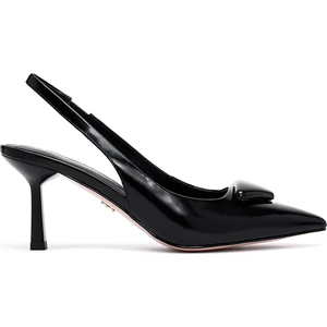 Kadın Siyah Arkası Açık Ince Topuklu Deri Ayakkabı 25SFD494122