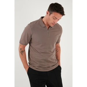 Pamuklu Regular Fit Yarım Fermuarlı Polo Yaka T Shirt Erkek Polo Yaka T Shirt 5903008