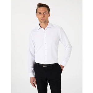 Pierre Cardin Erkek Beyaz Slim Fit Uzun Kollu Armürlü Gömlek 50307108-VR013