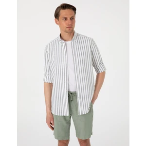Pierre Cardin Erkek Haki  Regular Fit Çizgili Uzun Kollu Gömlek 50307093-VR027