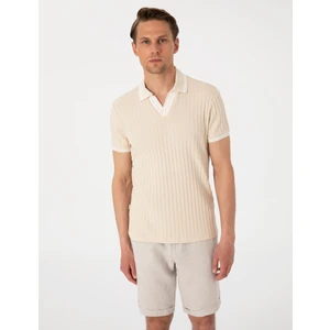 Pierre Cardin Erkek Bej Slim Fit Örme Dokulu Polo Yaka Tişört 50310162-VR011