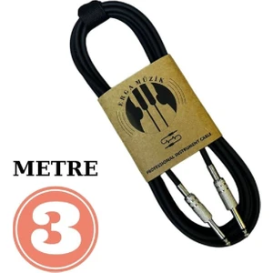 Gitar Jack Kablosu 3m - Elektro Akustik Bas Bağlama Keman Kemençe Amfi & Mixer Uyumlu Jack Kablosu