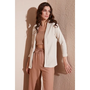 Yakası ve Kolu Katlı Gofre Kimono Hırka Bayan Hırka 5869014