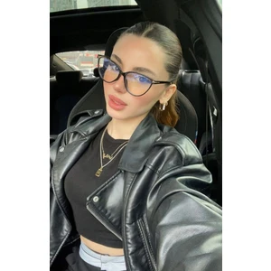 River Siyah Cat Eye Metal Aksesuarlı Mavi Işık Korumalı Blue Block Gözlük