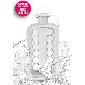Katlanır Buz Küpü Kalıbı ve Içecek Şişesi Pratik Taşınabilir Buz Küpü Kalıbı Maker Su Şişesi Buzluk