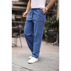 Relaxed Fit Yazlık Erkek Pantalon Kot Mavi