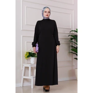 Yanı Bağlamalı Şule Elbise-Siyah