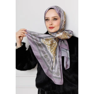 Versace Desenli Hint Ipeği Şal-Lila
