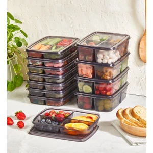 4 Bölmeli Kapaklı Kahvaltılık Sebze Saklama Kabı Öğünlük Buzdolabı Düzenleyici-2 Adet- 100 Ml-Gri