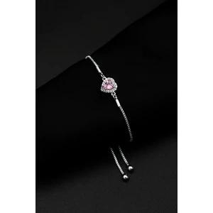 Pandora's Zirkon Taşlı Kalp Charm Model Gümüş Renk Ayarlanabilir Kadın Bileklik