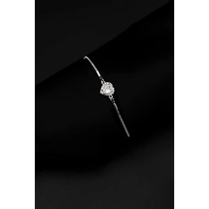 Pandora's Zirkon Taşlı Kalp Charm Model Gümüş Renk Ayarlanabilir Kadın Bileklik