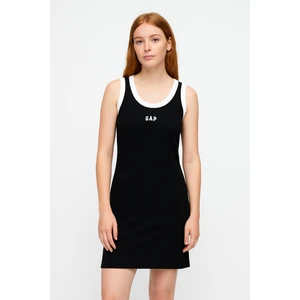 Kadın Siyah Logo Fitilli Tank Mini Elbise